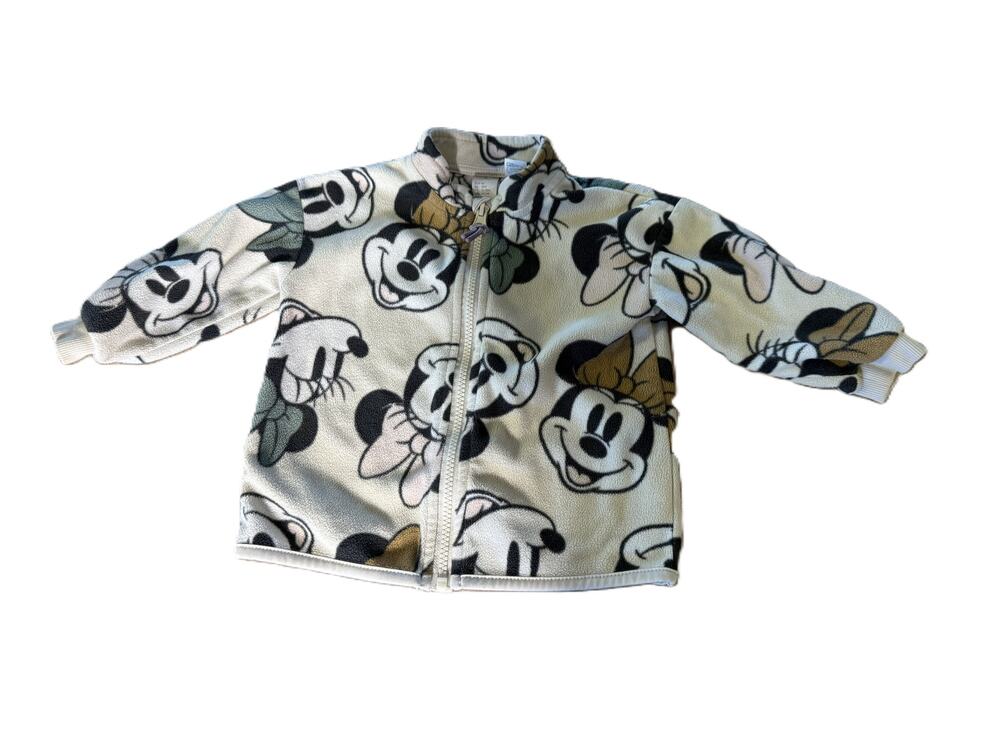 H&M Disney Baby 18M Mickey Minnie Mouse Fleece Full Zip Jacket Beige